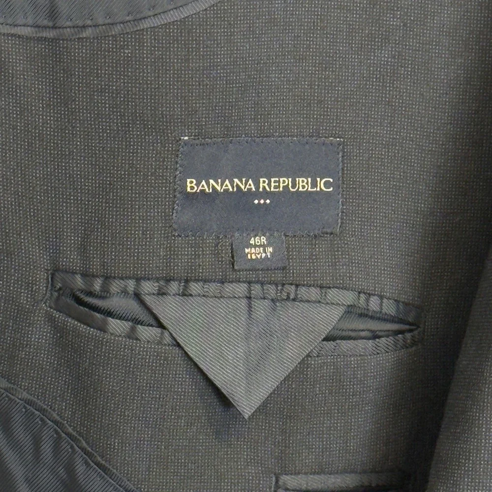 Banana Republic Mens Navy Blue Two Button Blazer Jacket 40R Micro Pattern